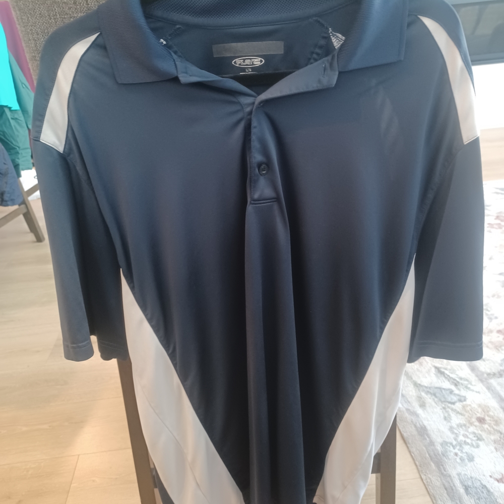 Greg Norman Collection Navy and White Men's Shirt